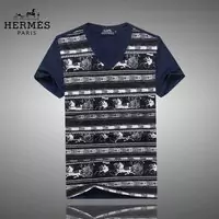 2017 hommes hermes t-shirts mercerized cotton chevaux blue